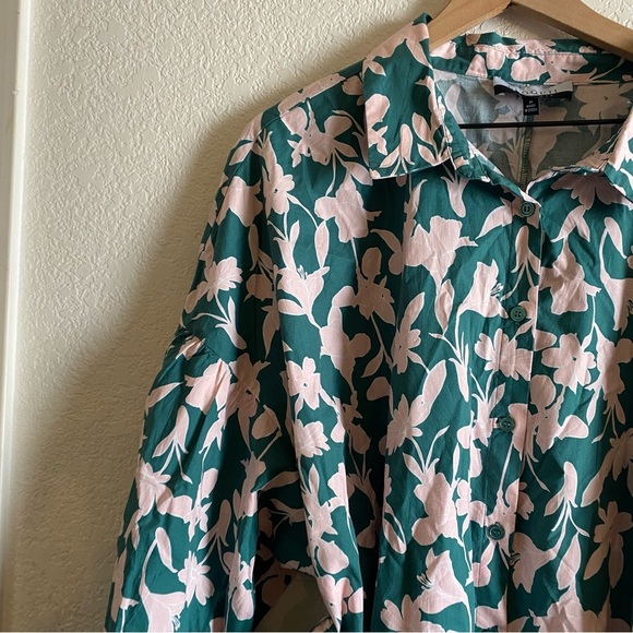 ELOQUII Elements Puff Sleeve Shirt Dress cotton - Picture 6 of 9